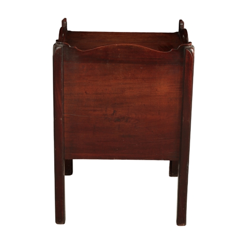 105 - A GEORGE III MAHOGANY TRAY-TOP COMMODE 18th century, with a shaped three-quarter gallery above panel... 