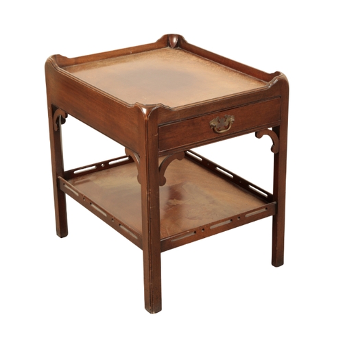 121 - A MAHOGANY NIGHTSTAND 18th century and later, converted from a George III tray-top commode, the gall... 