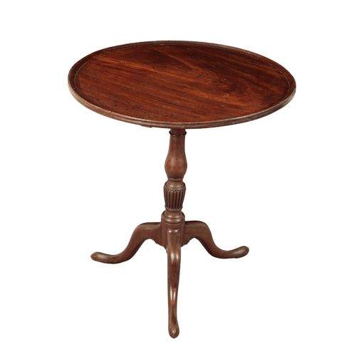 135 - A GEORGE III AND LATER MAHOGANY TRIPOD TABLE 18th century with additions, the circular top on a balu... 