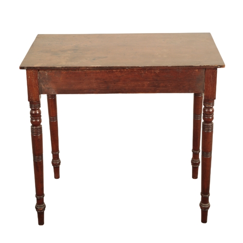 148 - A REGENCY MAHOGANY SIDE TABLE 18th century, with two short frieze drawers, on turned tapering legs, ... 