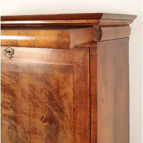 191 - A QUEEN ANNE WALNUT WRITING CABINET early 18th century, the top section with a moulded pediment abov... 