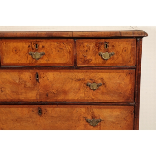 221 - A GEORGE I WALNUT CHEST OF DRAWERS 18th century and later, possibly Scottish, the herringbone banded... 