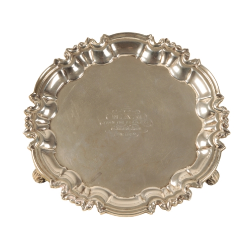 26 - A SILVER SALVER by William Hutton and Sons Ltd, London, 1905, of lobed circular form, the top engrav... 