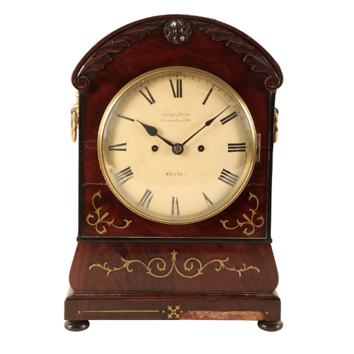 265 - A 19TH CENTURY FLAME MAHOGANY BRACKET CLOCK the 19cm dial inscribed 