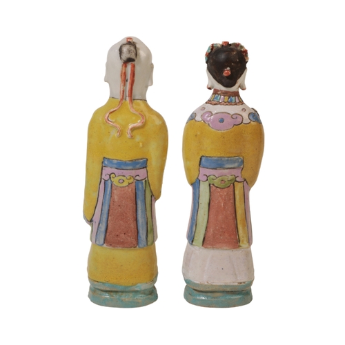 268 - A CHINESE PORCELAIN FIGURE OF SHULAO decorated in bright polychrome enamels and standing on a moulde... 