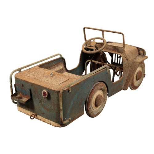 293 - A VINTAGE CHILD'S PEDAL CAR early 20th century, modeled after a long wheel-base Jeep, with a matchin... 