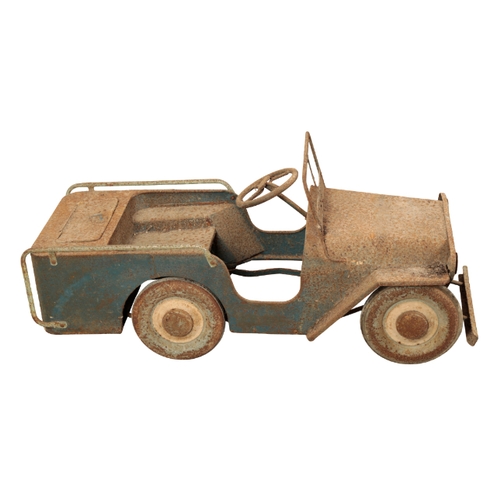 293 - A VINTAGE CHILD'S PEDAL CAR early 20th century, modeled after a long wheel-base Jeep, with a matchin... 