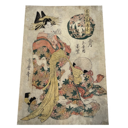 408 - UTAMARO II KITAGWA (FL.1810-1830), COURTESAN WAKAMURASAKI FROM TAMAYA TEA HOUSE early 19th century, ... 