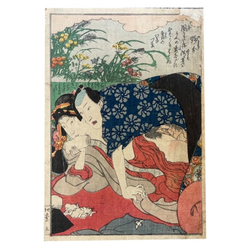 414 - A COLLECTION OF JAPANESE EROTICA (SHUNGA) mid to late 19th century, woodblock prints (unframed), lar... 