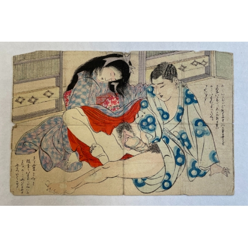 414 - A COLLECTION OF JAPANESE EROTICA (SHUNGA) mid to late 19th century, woodblock prints (unframed), lar... 