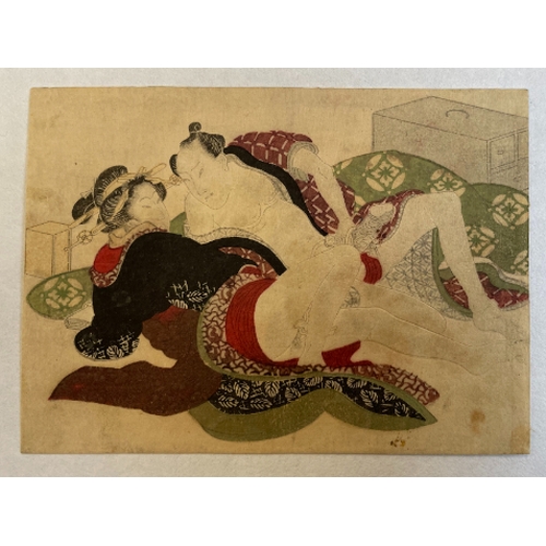 414 - A COLLECTION OF JAPANESE EROTICA (SHUNGA) mid to late 19th century, woodblock prints (unframed), lar... 