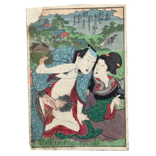 414 - A COLLECTION OF JAPANESE EROTICA (SHUNGA) mid to late 19th century, woodblock prints (unframed), lar... 