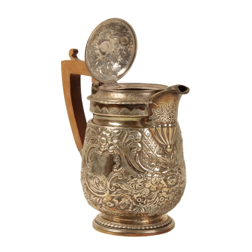 5 - A VICTORIAN SILVER COFFEE POT by Rebecca Emes & Edward Barnard I, London, rubbed date mark, with hea... 