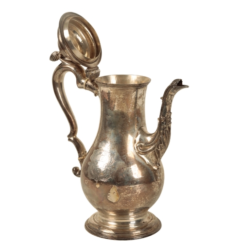 6 - A GEORGE III SILVER COFFEE POT Probably by Charles Wright, London, 1770, with writhern finial, the b... 