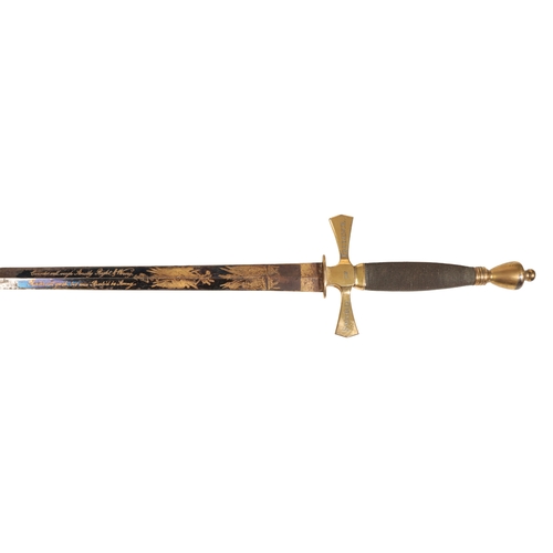 65 - SWORD OF PRUDENCE A George III gilt-etched and blued-steel presentation sword, late 18th / early 19t... 