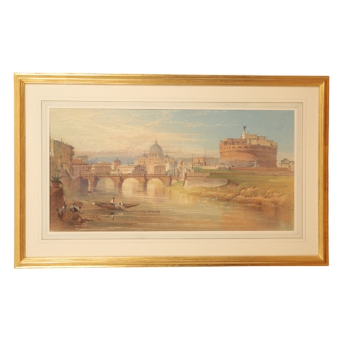 9 - HENRY PARSONS RIVIERE (1811-1888) Rome, looking towards St. Peter's, with the Castel Sant'Angelo wat... 