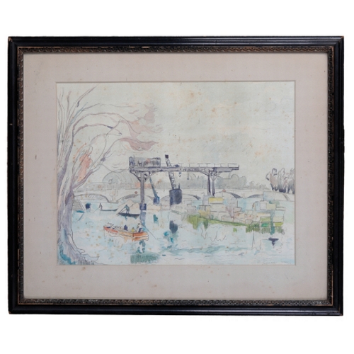 203 - PAUL SIGNAC (1863-1935) Figures working on the River Seine, Paris signed and dated 'Mars 31' lower r... 