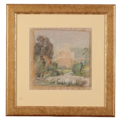 232 - *MAXWELL ASHBY ARMFIELD (1882-1972) 'Sketch of Corfe Castle' pastel, 21cm x 21cm 

Provenance: Priva... 