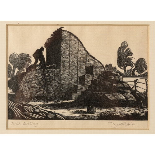 293 - *DORTHY HAIGH (1905-1988) 'Weeding the River Colne' signed and titled in pencil to the margin, wood ... 
