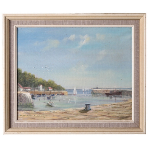 295 - *VERNON WARD (1905-1985) A view of a harbour signed and indistinctly dated lower left, oil on canvas... 