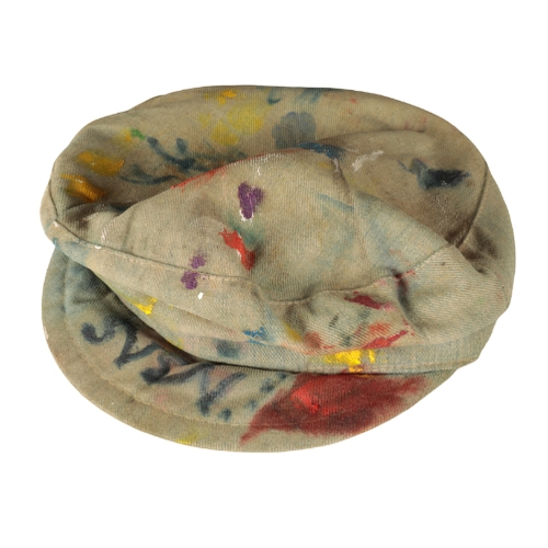 310 - SVEN BERLIN (1911-1999): THE ARTIST'S CAP signed to the brim and covered in paint splashes, together... 