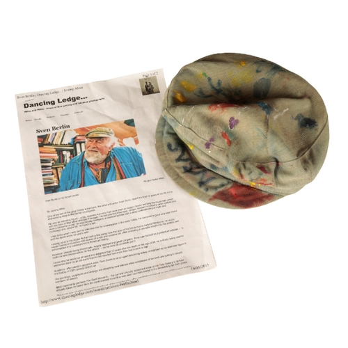 310 - SVEN BERLIN (1911-1999): THE ARTIST'S CAP signed to the brim and covered in paint splashes, together... 