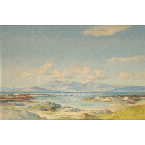 313 - *TOM HOVELL SHANKS (1921-2020)  'Summer Day, Firth of Clyde' signed lower right, oil on board, 50cm ... 