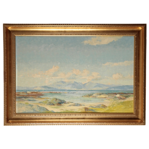 313 - *TOM HOVELL SHANKS (1921-2020)  'Summer Day, Firth of Clyde' signed lower right, oil on board, 50cm ... 