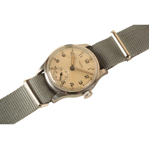 29 - UNITAS: A  GENTLEMAN'S MILITARY STAINLESS STEEL WRISTWATCH with manual wind movement, the silver dia... 