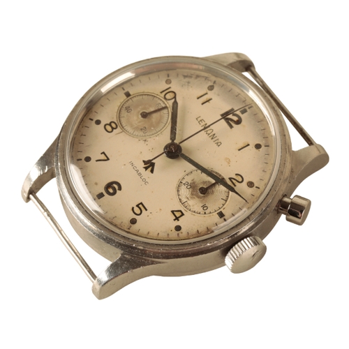 34 - LEMANIA: A BRITISH MILITARY GENTLEMAN'S STAINLESS STEEL WRISTWATCH with manual wind movement, the cr... 