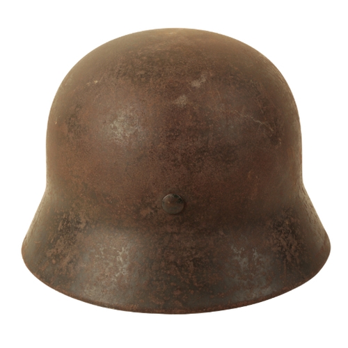 52 - A WWII GERMAN M35 DOUBLE DECAL LUFTWAFFE HELMET with original leather liner and chin strap, with own... 