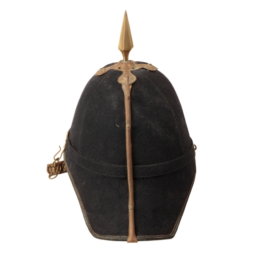 78 - A DEVONSHIRE REGIMENT 1ST BATTALION VOLUNTEERS BLUE CLOTH HELMET with original lining, stamped 1DVN ... 