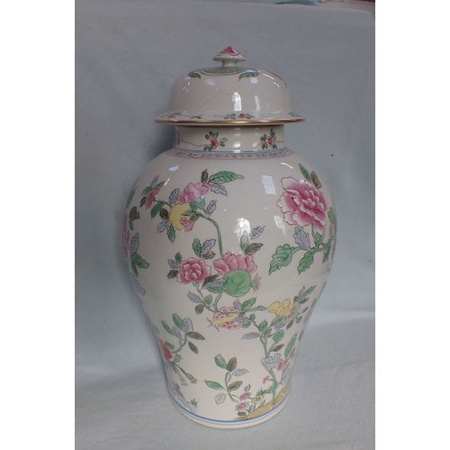 108 - A LARGE VISTA ALEGRE ORIENTAL STYLE VASE AND COVER 47cm high with another similar