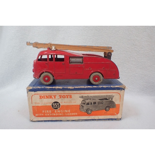 146 - A DINKY TOYS 533 LEYLAND CEMENT WAGON AND A 555 FIRE ENGINE with extending ladder, some wear and dam... 