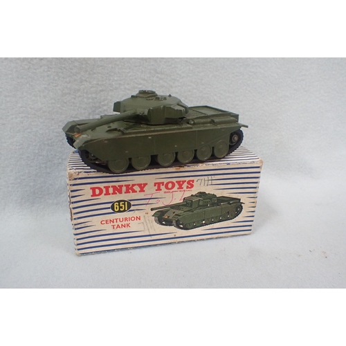 149 - A DINKY TOYS 'CENTURION TANK' AND '10-TON ARMY TRUCK' damage to both boxes