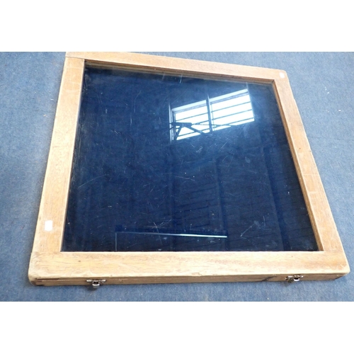 28 - A GLAZED WOODEN TABLE DISPLAY BOX 75cm x 75cm