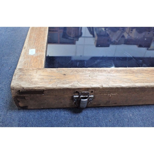 28 - A GLAZED WOODEN TABLE DISPLAY BOX 75cm x 75cm