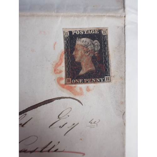 409 - A PENNY BLACK STAMPED LETTER addressed to Joseph Weld, Lulworth Castle, Wareham