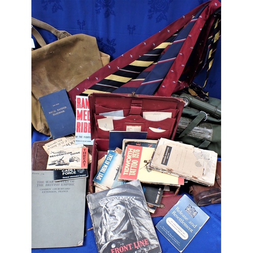 427 - A COLLECTION OF MILITARY EPHEMERA a rucksack, regimental ties, and other items