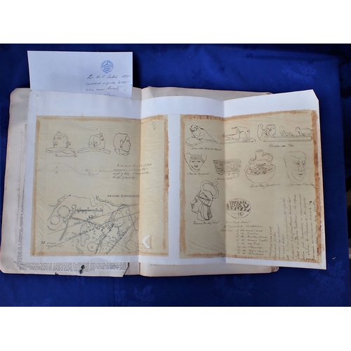 441 - A 19TH CENTURY ANTIQUARY'S ALBUM with maps and drawings and manuscript text relating to South Americ... 