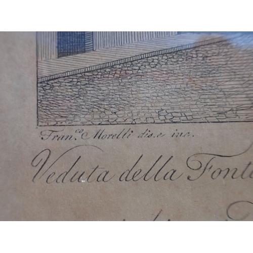 520 - TWO FRAN. MORELLI ENGRAVINGS OF THE COLOSSEUM AND TREVI FOUNTAIN in gilt frames