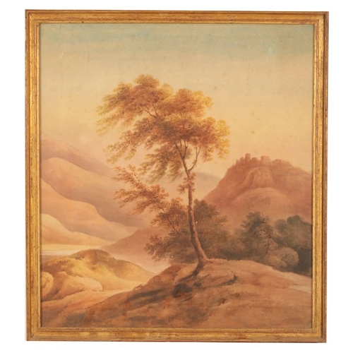 566 - ASCRIBED TO FRANCES NICHOLSON (1753-1844) 'Westmorland' A landscape view with a tree dominating the ... 