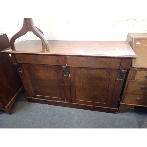 627 - A VICTORIAN MAHOGANY CHIFFONIER with two doors and cupboard below, 140cm wide, an Edwardian mahogany... 