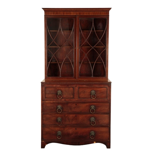 641 - A REGENCY MAHOGANY SECRETAIRE CHEST OF DRAWERS early 19th century, the top drawer opening to a fitte... 