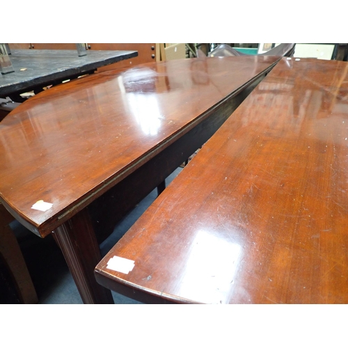 686 - A PAIR OF GEORGE III MAHOGANY 'D' -END TABLES from a dining table each 123cm wide