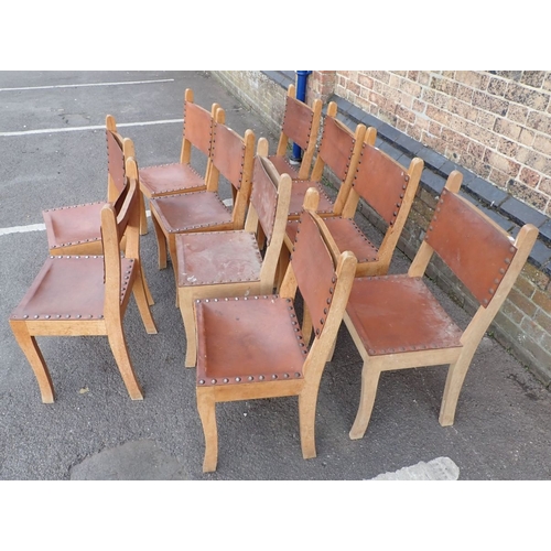 688 - A SET OF TEN MODERN DINING CHAIRS BY GRAHAME AMEY Powys, South Wales; pale ash, with pegged joints, ... 