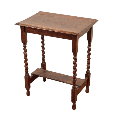 728 - AN OCCASIONAL TABLE, WITH BARLEY-TWIST LEGS with a narrow undershelf, 56cm wide x 38cm deep x 69.5cm... 