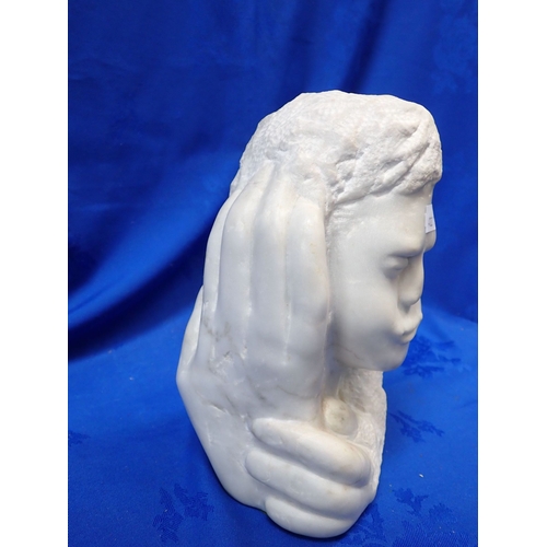 100 - A CARVED WHITE MARBLE SCULPTURE 23cm high