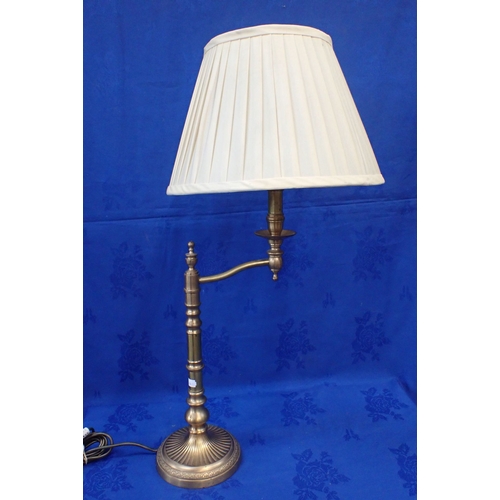 187 - A LAURA ASHLEY BRASS ADJUSTABLE LAMP with neoclassical design base