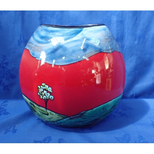 303 - S.WHITEHEAD FOR POOLE POTTERY, A SUNRISE PURSE VASE 26cm high